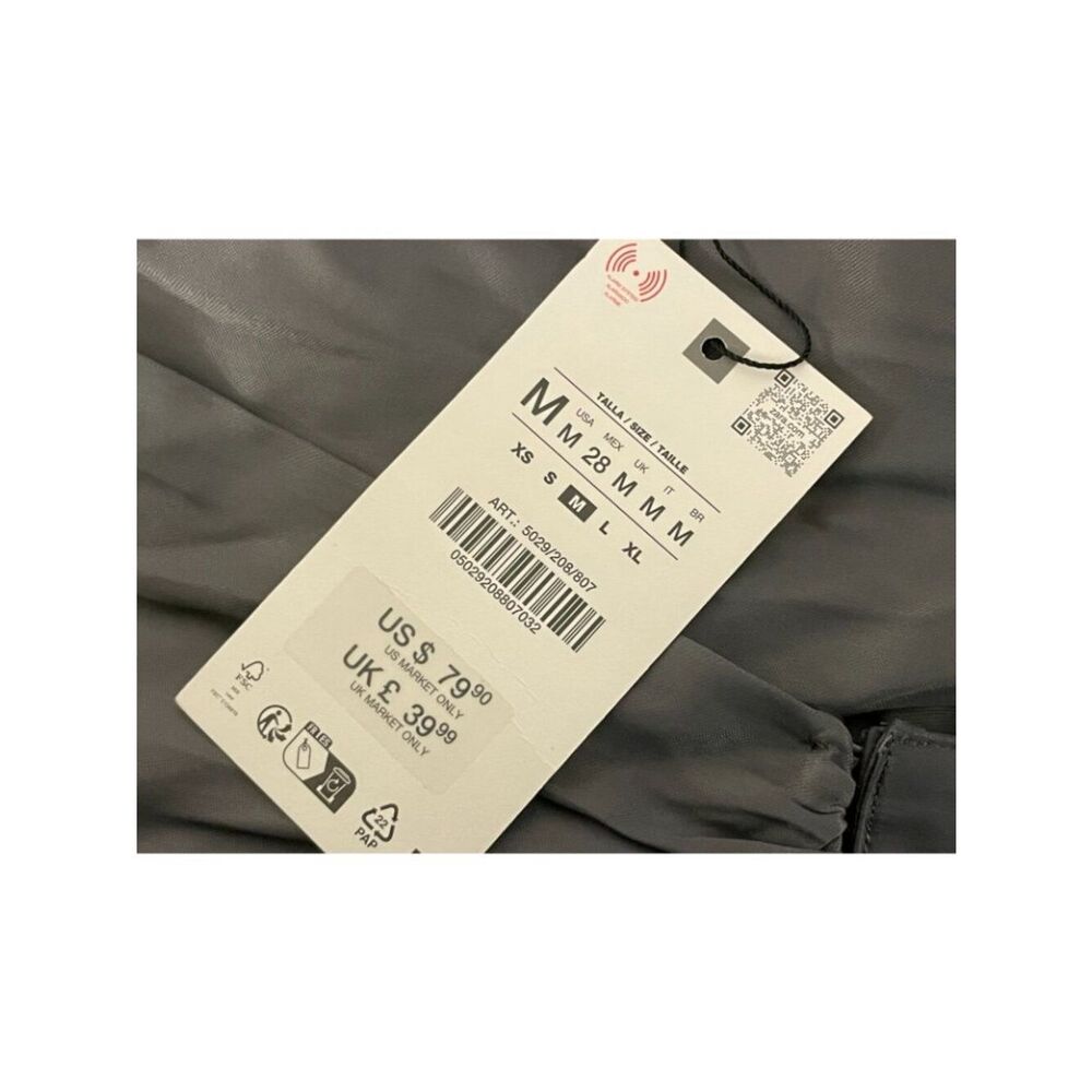 Zara Womens Asymmetrical Satin Midi Dress Medium Anthracite Gray 5029/208 NWT - Picture 8 of 16